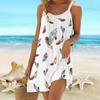 Beach Wear Mini Dress Print Flower Splicing Beach Skirt Casual Modern Dress Sleeveless Loose Fit Outdoor Daily Summer
