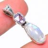 Подвеска из натурального радужного лунного камня и аметиста из стерлингового серебра 925 пробы 1,26 дюйма o7O63