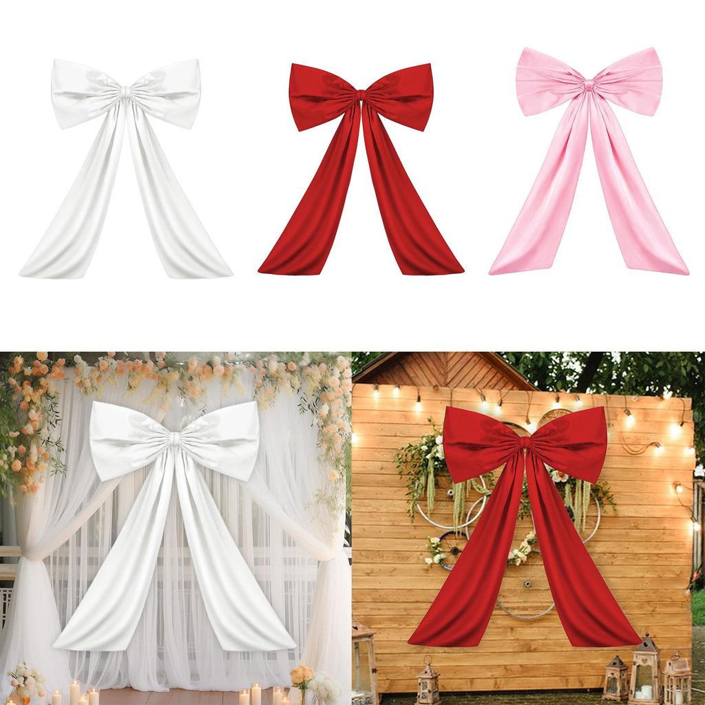 Large Ribbon Tie Bow Hanging Giant Room Decor Polyester Wall Accent for Christmas Holiday