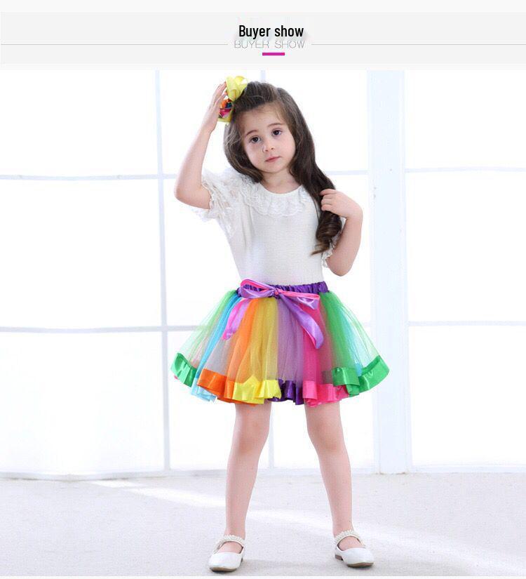 Детская пышная сетчатая юбка-пачка "Радуга" для танцевального выступления - Полудлинная юбка из марли в наличии