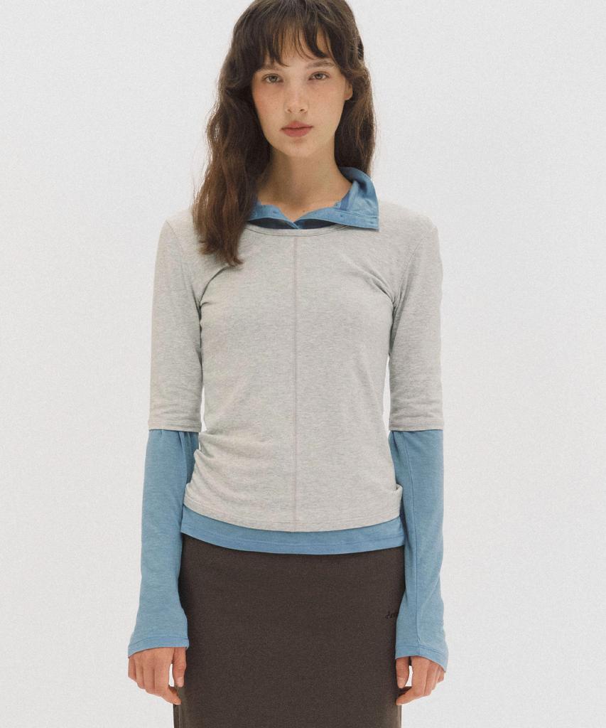 ANDNEEDS Bien 3/4 Sleeve Tee (Melange Gray)