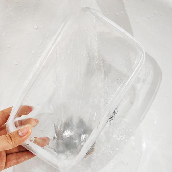 1/3Pcs Double Zippered Hard Pouch Storage Box Transparent Design Stackable Waterproof Cosmetic Storage Organizer Travel Small Toiletry Bag