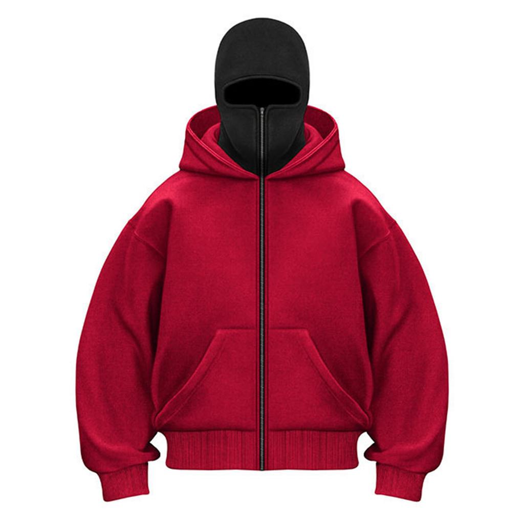Мужской кардиган с двойным капюшоном, свободный, уличный, модный, на молнии