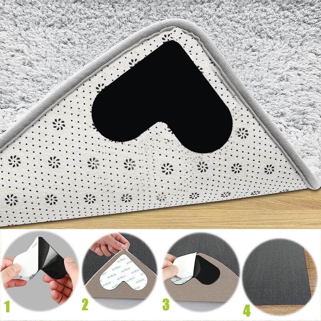 Коврик в форме сердца, двусторонний, не скользящий стикер для коврика, моющаяся и многоразовая угловая лента для ковриков