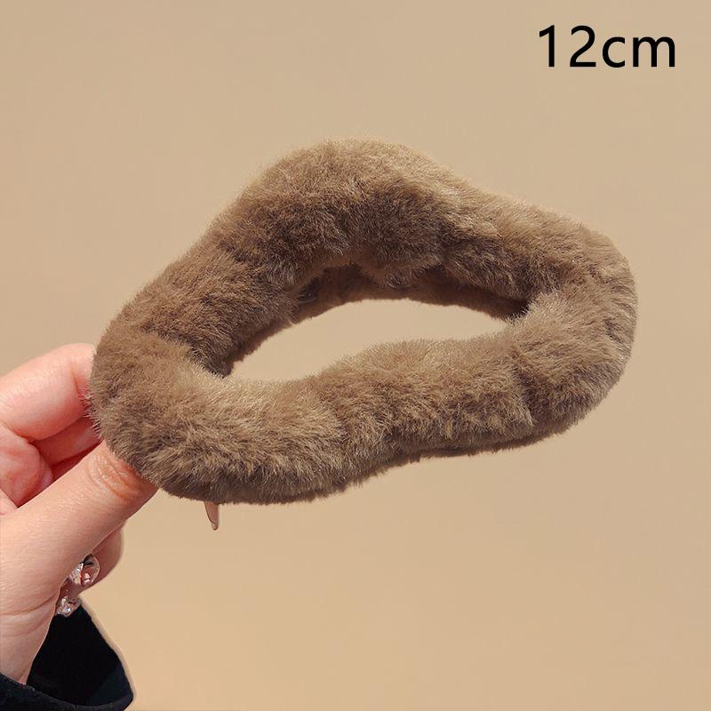Мягкая молочно-кофейная серия пушистых плюшевых заколок для волос на затылке, теплые большие плюшевые заколки-акула, заколки-когти для волос