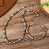 Новый браслет-ожерелье из бусин из бирюзы и кокосовой скорлупы на эластичной леске для мужчин