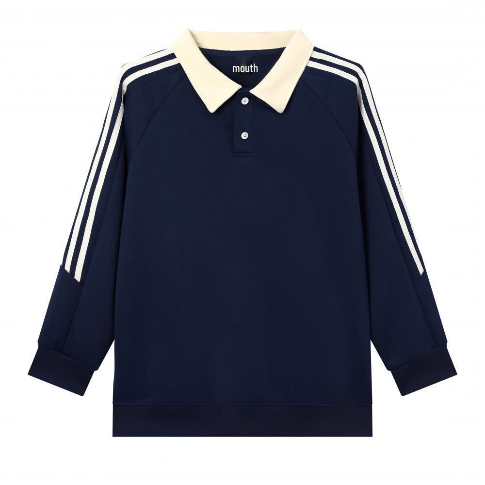 Полосатый свитер в стиле американского ретро-колледжа: Свободный крой, круглый вырез, длинный рукав, толстовка