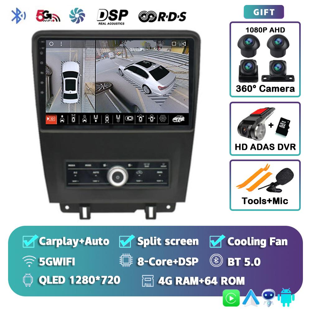 Android 14 Carplay Auto для Ford Mustang 2010 2011 2012 2013 2014 Автомобильный радиоприемник Мультимедийный плеер Видео GPS Стерео WIFI+4G 2 din DSP