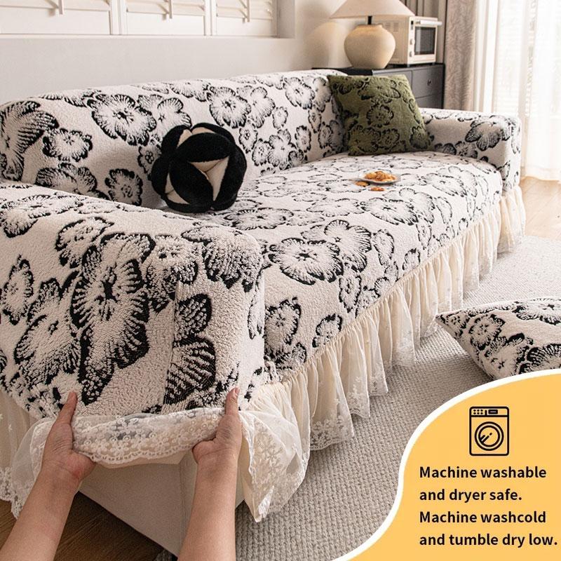 1PC-Vintage high-end skirt edge sofa cover autumn and winter plush sofa cover all inclusive universal set anti cat scratch