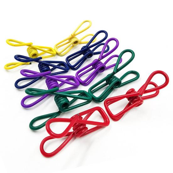 30Pcs Colorful Metal Clips Rust-Proof Corrosion Resistant Non-Slip Reusable Multi-Colored PVC Coated High Elastic Strength Photo Display Clips
