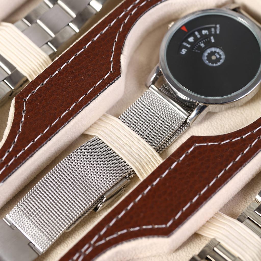 1pc,Vintage Watch Storage Box, PU Leather High-end Watch Box, Zipper Box, Portable Jewelry Box, Compact Display Box