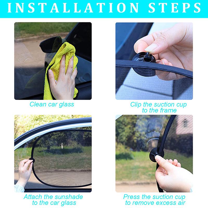Сетчатая автомобильная солнцезащитная шторка с черными присосками, 100x50 см - Защита от УФ-лучей и теплоизоляция для заднего стекла