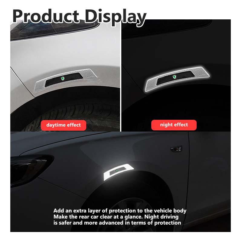 AAFM1 For Skoda Car Wheel Eyebrows Reflector Sticker Strip Safety Warning Reflective Accessories Fabia Kamiq Superb Scala Enyaq-iV MK3