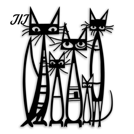 Decorative Cat Art for Bedroom Metal Cartoon Wall Decor Living Room Bedroom, Creative Unique Lover Gifts Silhouette Sculpture, Minimalist Animal