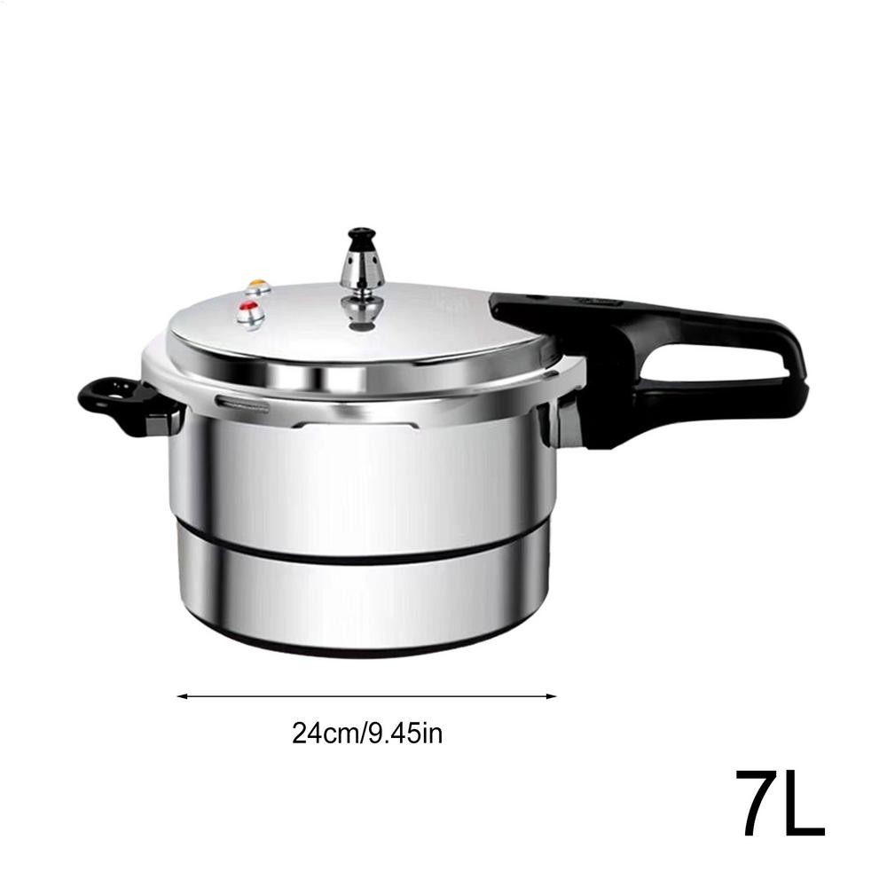 7L double-handle pressure cooker, made of thickened aluminum and stainless steel, includes steaming rack, suitable for all stove