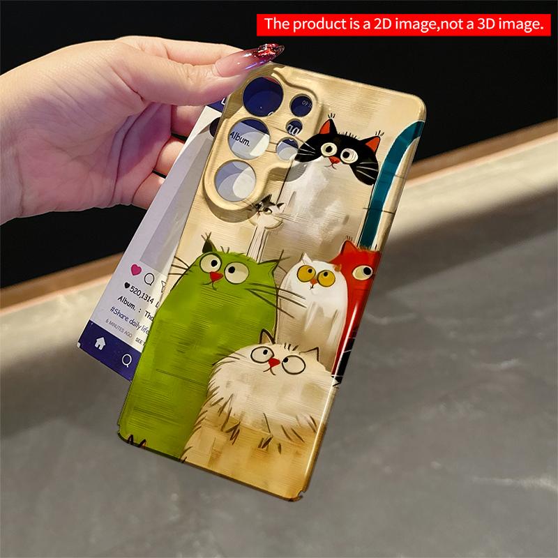 2DFlat Samsung phone case Colorful Cats Gathering Art Phone Case Applicable to Galaxy S22 S23 S24 S25ULTRA S26 A12 A13 A14 A15 A16