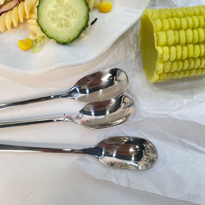 Stainless Steel Spoon Long Handle Stirring Spoon Household Seasoning Spoon Milk Tea Coffee Spoon Desseert Tool Restaurant Supply