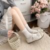 Silver French Round Head Light Mouth Flat Sole Shoes Women's 2025 New Autumn Height Increase Versatile Retro Mary Jane Shoes