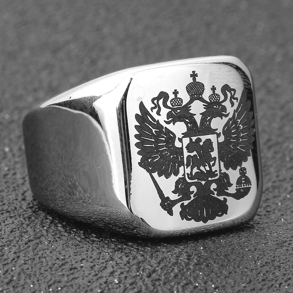18MM Европейское и Американское Квадратное Кольцо с Двуглавым Орлом из Нержавеющей Стали