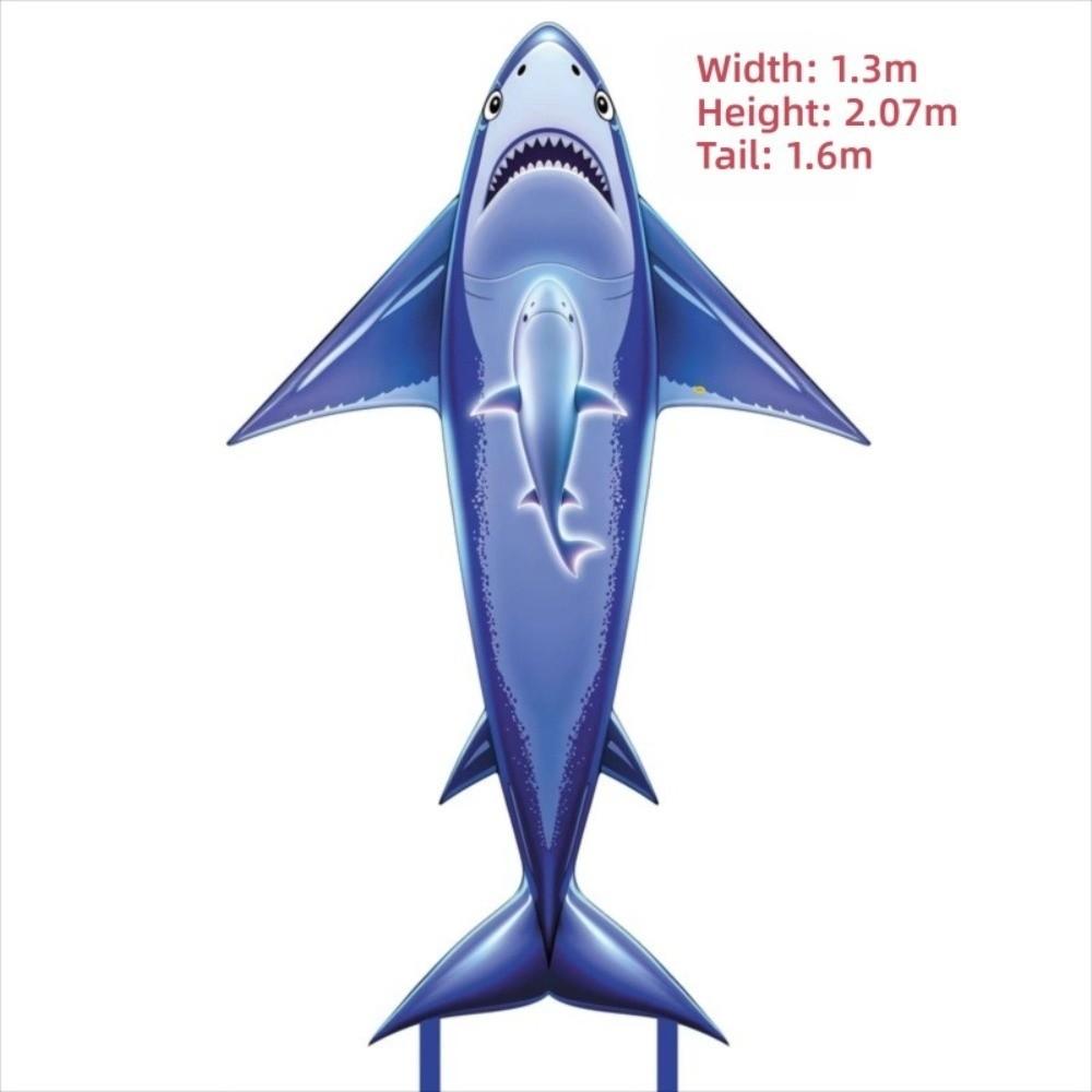 New Easy To Fly Blue Shark Kite Large Good Flying Children's Kite Long Tail Cartoon Flying Kite Toy Outdoor Sports