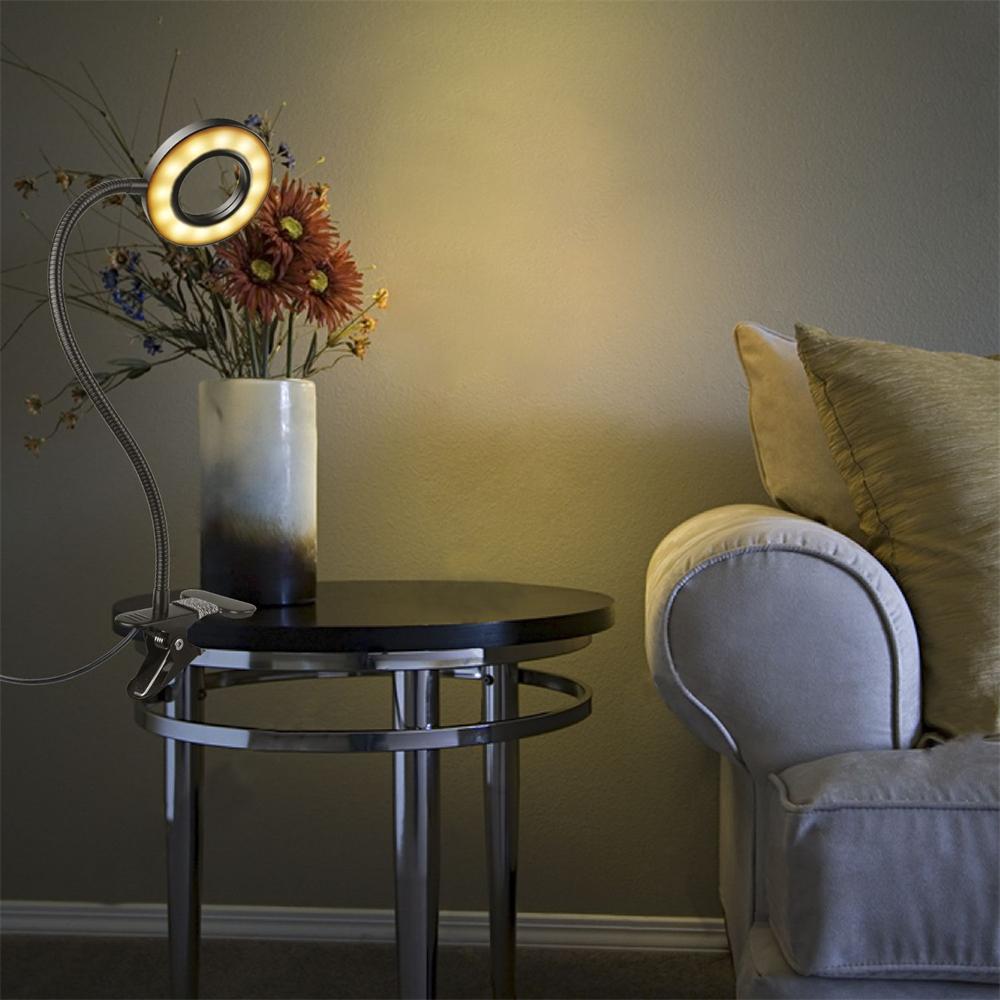 Desktop LED light, the light on the bulb is for students to work and read, black.