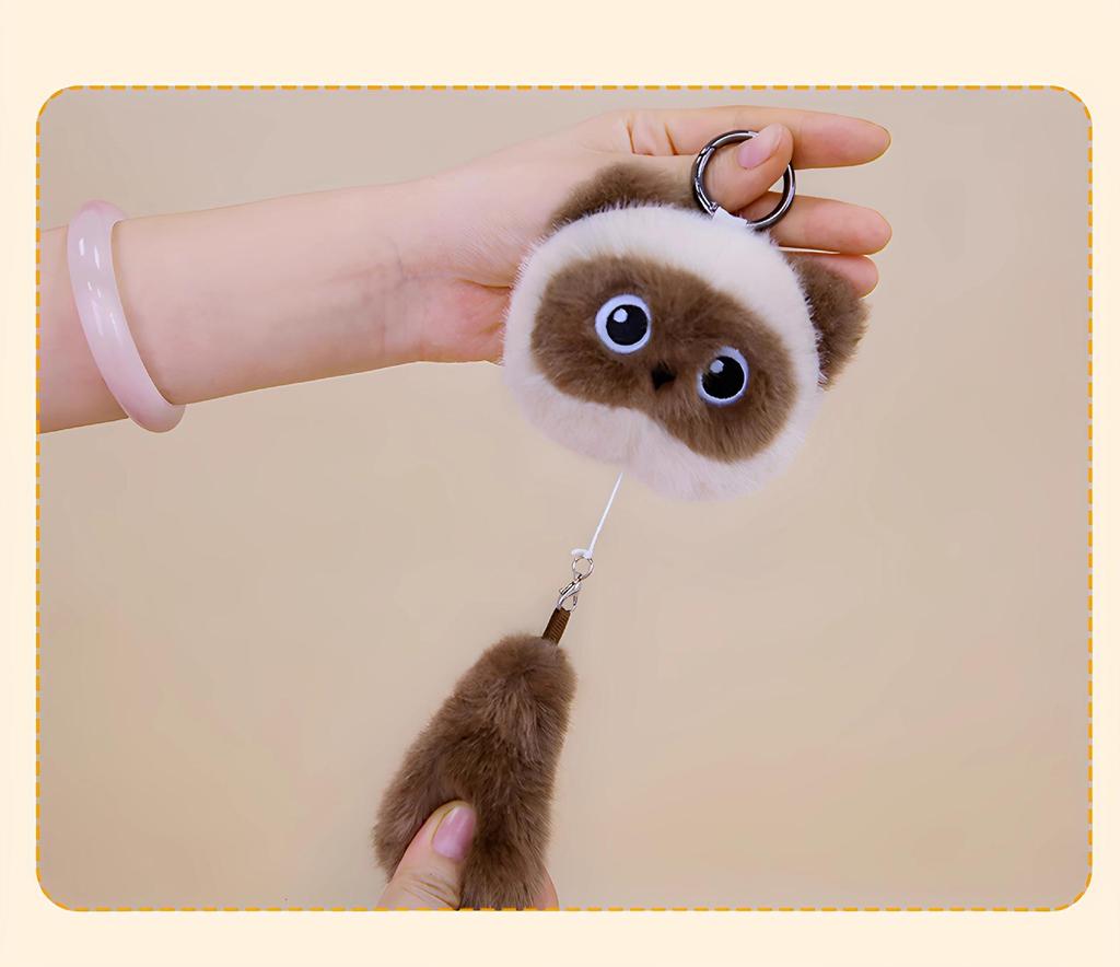 Adorable Cat Plush Keychain Pendant: Black, Calico, Siamese Varieties