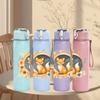 1PC Moon Wreath Fox Portrait 750ml Color Plastic Sports Water Bottle Leakproof Flip Straw Lid Suitable for Sports Office Home Use