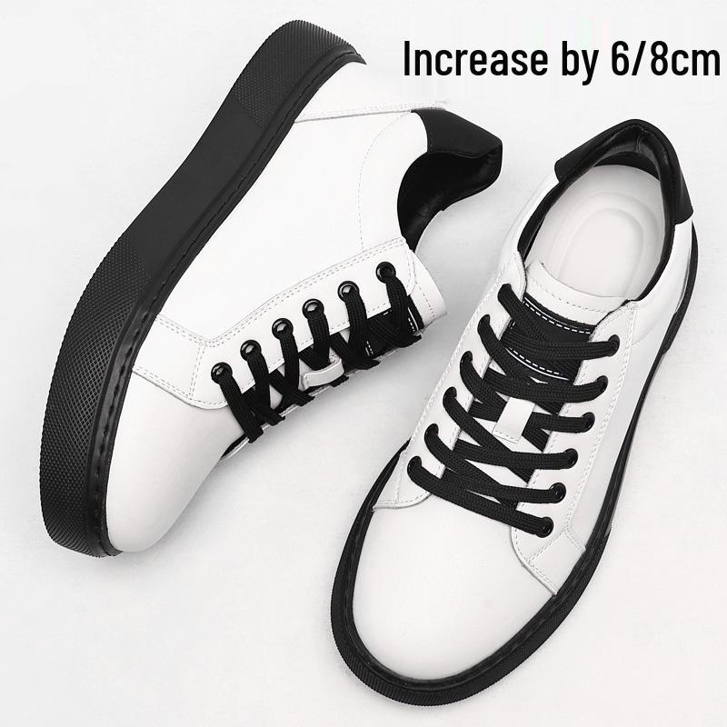 Men's 8cm Height-Boosting Casual White Sneakers