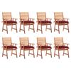 Day and Night - Day and Night Garden Dining Chairs and Cushions 8 Units Solid Acacia Wood