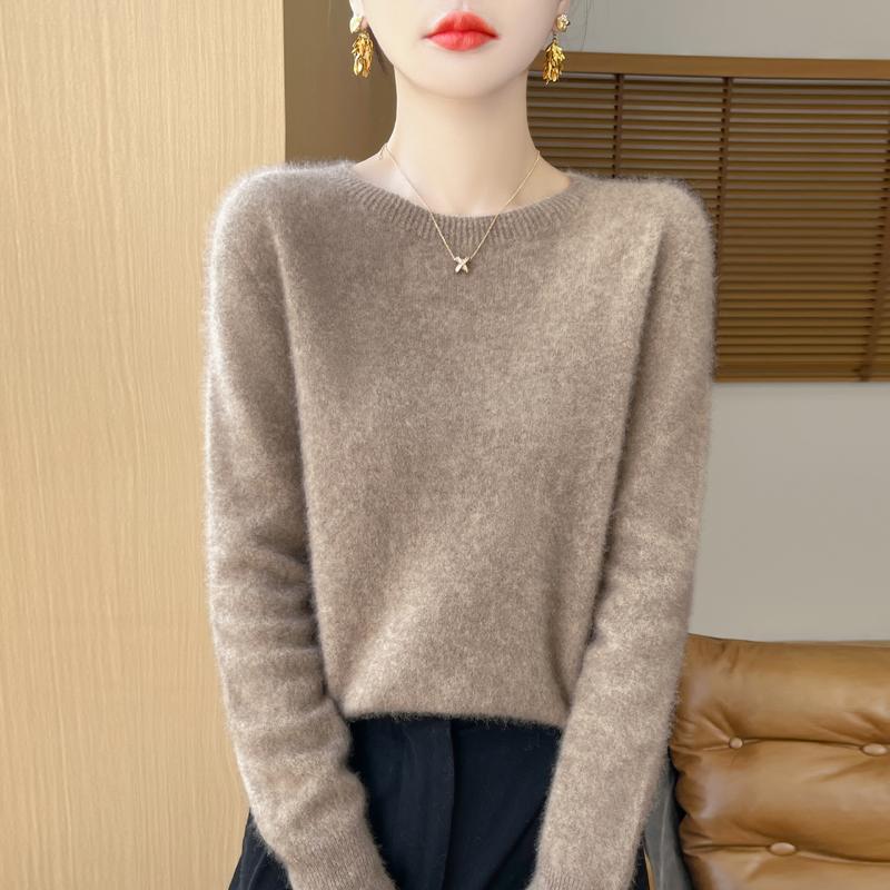Женский свитер с круглым вырезом Qinghe кашемир 30% кашемир 70% шерсть женский осенне-зимний кашемировый пуловер мягкий и теплый