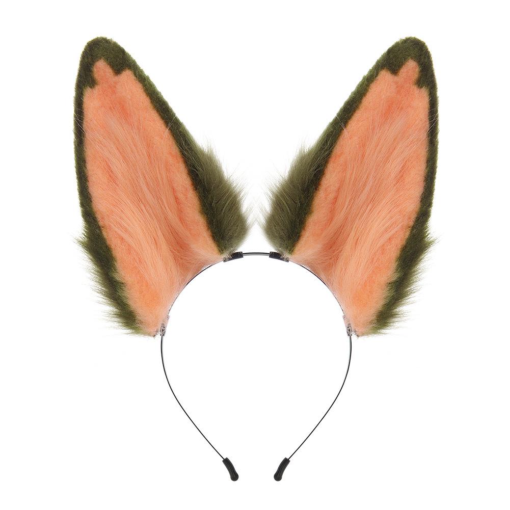 Plush Simulation Cat Ears and Tail Set cos Tao Tao Cat Ear Headband Green Halloween Cosplay Prop