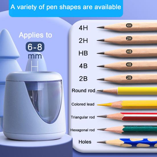 1 Set Electric Pencil Sharpener with Cutter USB Rechargeable Battery Operated Portable Automatic Pencil Sharpener School Student Stationery Gift