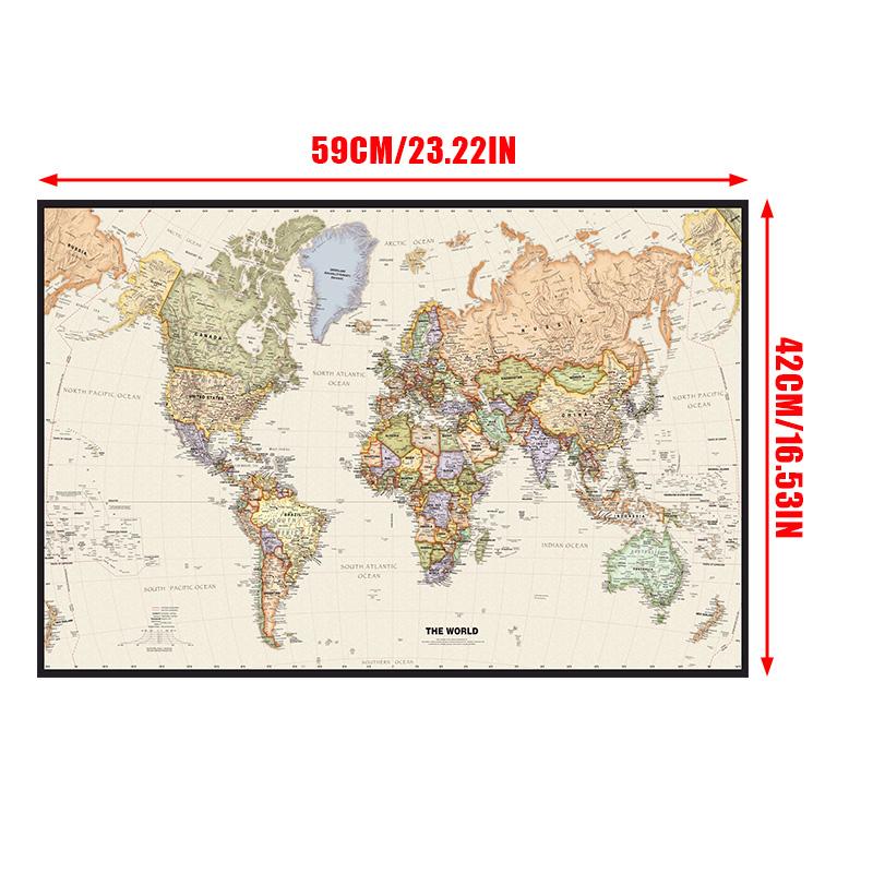 1 шт. Карта мира настенный плакат прозрачный печатный холст картина декоративная подвесная картина офис дом школьные принадлежности без рамки
