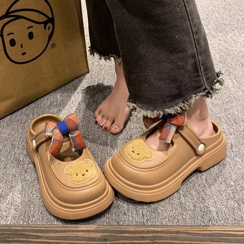 Нескользящие туфли на высоком каблуке с повышенным износом. Туфли с дырочками. Пляжные сандалии. Домашняя обувь. Новые тапочки на толстой подошве. Женские Sandalias Mujer.