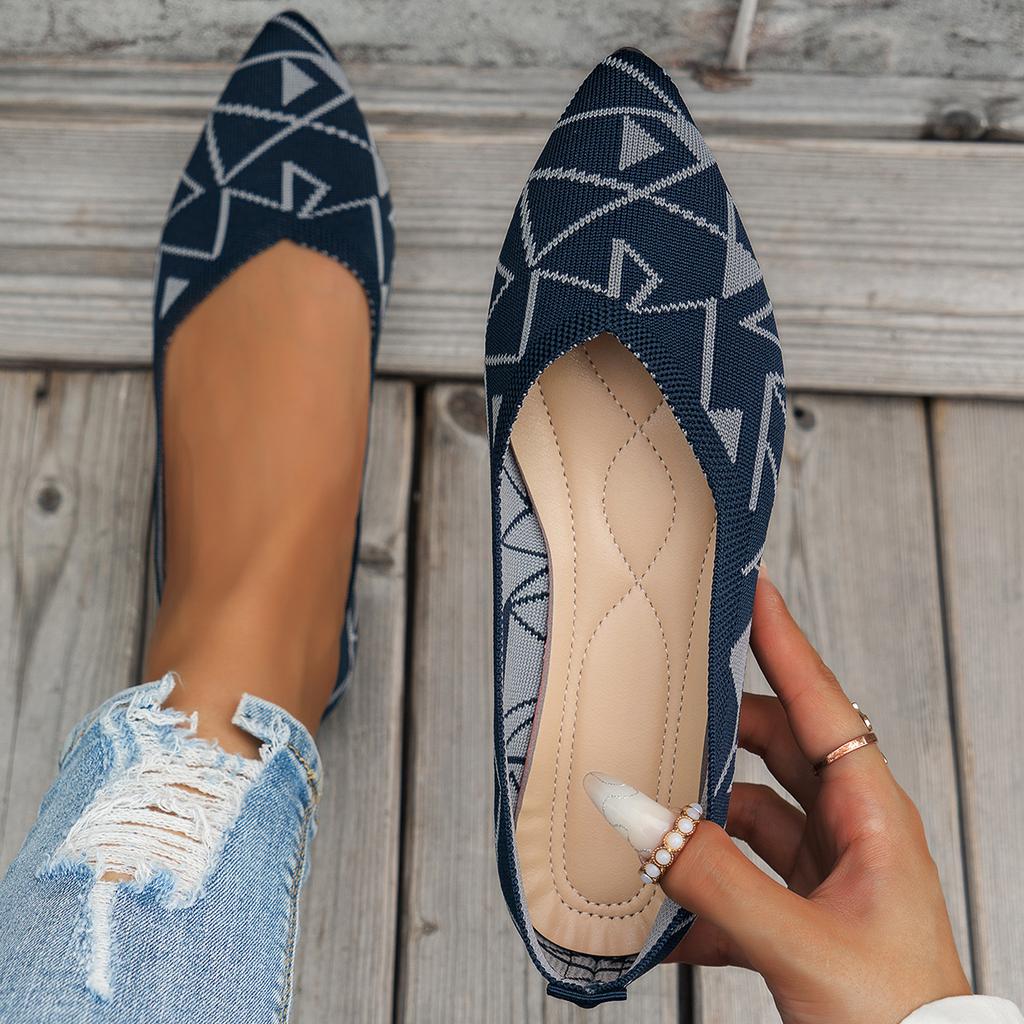 Large Pointed Fly Woven Single Shoes for Women, Thin Casual Shallow Mouth Flat Shoes