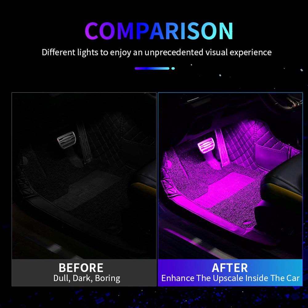 Led Car Foot Ambient Light Neon Mood Lighting Backlight Auto Accessories Interior Decorative Atmosphere Light Neon Lights 4