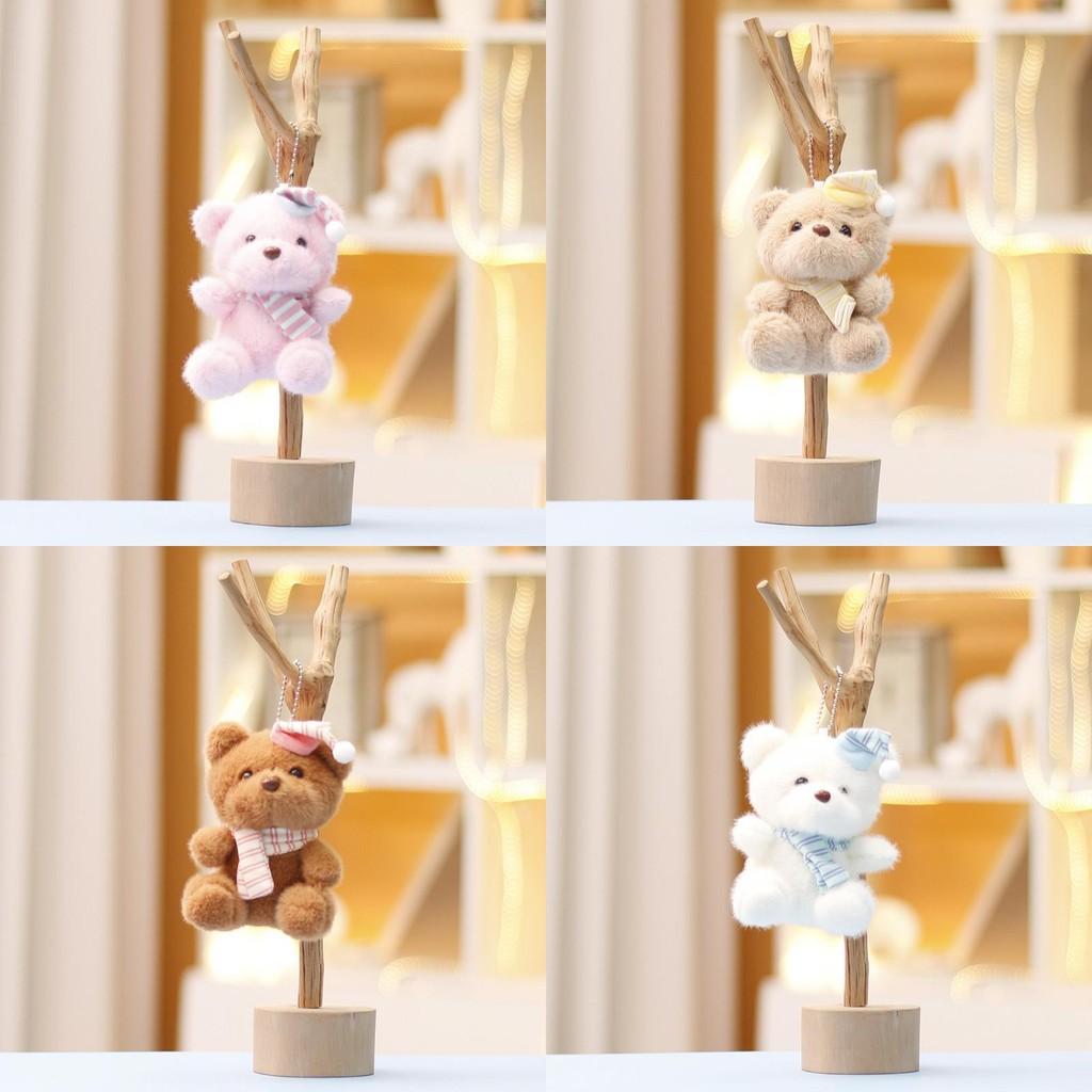 Santa Hat Bear Plush Toy Soft Stuffed Animal Keychain For Holiday Gift