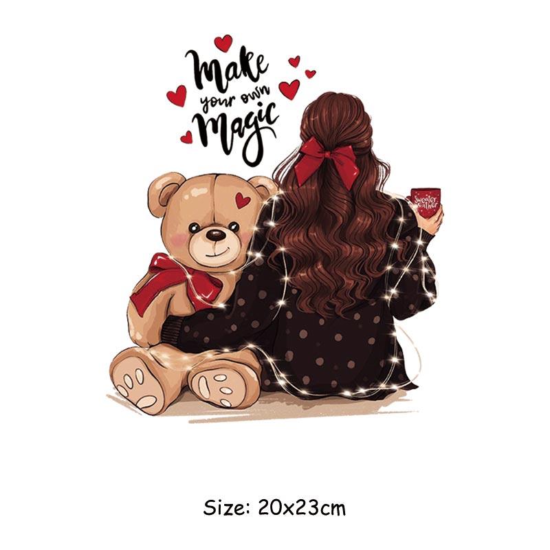 Girl Pattern Patches Fashion Woman Heat Transfer Stickers Jeans Diy Accessory Sticker Heat Press Appliqued Iron On Patch Custom