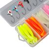 1 Set Fishing Lure Starter Kit Ice Fishing Jigs Heads with Soft Baits for Walleye Micro Ice Fishing Gear