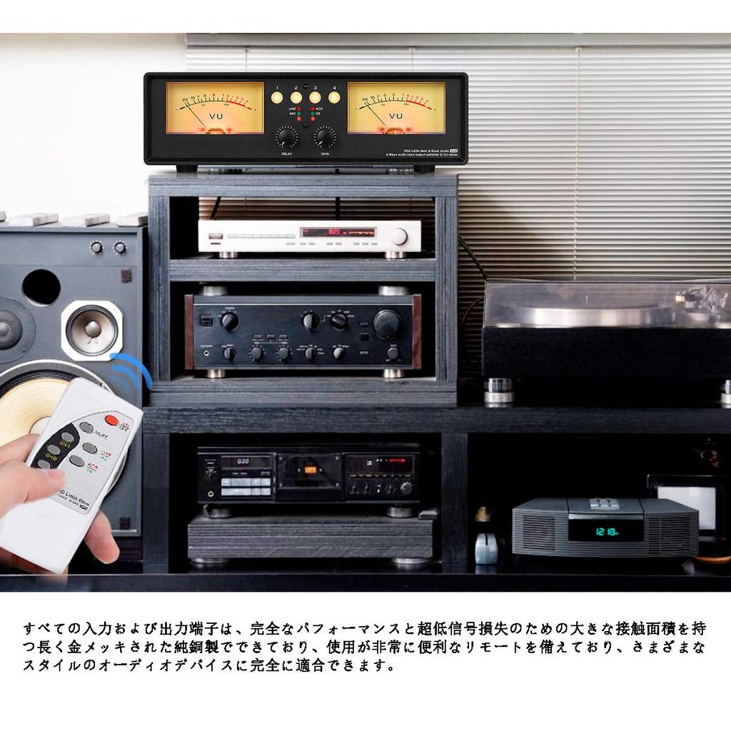 Nobsound Аналоговый VU-метр Аудиоселектор 4 RCA Микрофонный вход Удаленный режим Переключатель VU2, Входы/4 Выхода, Переключатель, Совместимый, Управление, Усиление/Задержка