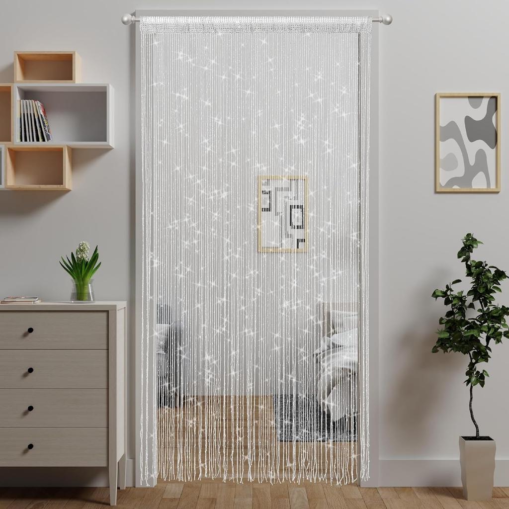 Door String Curtain Doorway Beads Curtains,Hanging Room Divider Beaded Decor Glitter Fringe Panel Closet Window Sequin Sheer Boho Doors Tassel
