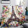 Paris Eiffel Tower Print Flannel Blanket, High quality Comfortable for All Seasons, Home Decor, Warmth and Comfort, Perfect for Christmas Gifts98
