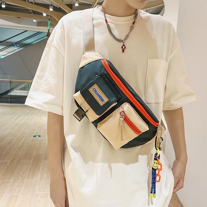 Colorblock Shoulder Crossbody Bag Sports Chest Bag Casual Small Satchel Bag For Men