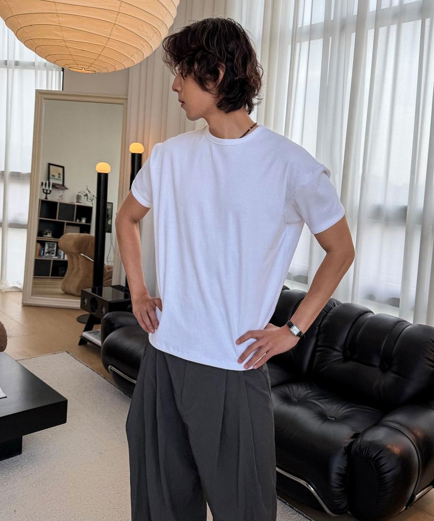 MOOD INSIDE Ribbed Muscle Round Half Tee_Black (Type A)