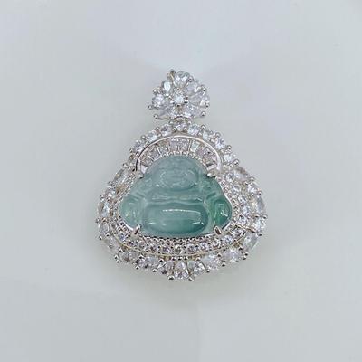 Подвеска Будда из натурального голубого нефрита с медной инкрустацией в виде Майтреи