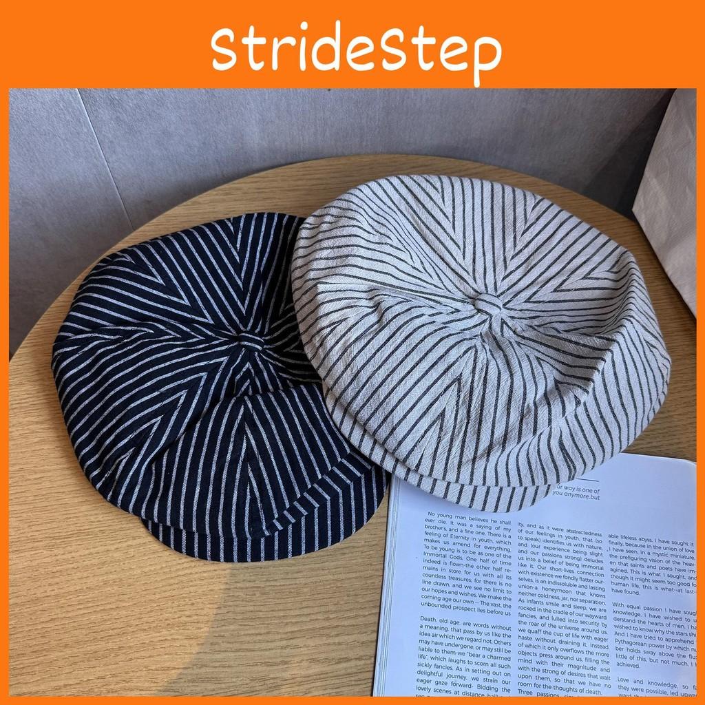 Solid Stripes Color Eight Panel Hat Breathability Women Casual Outfits Summer