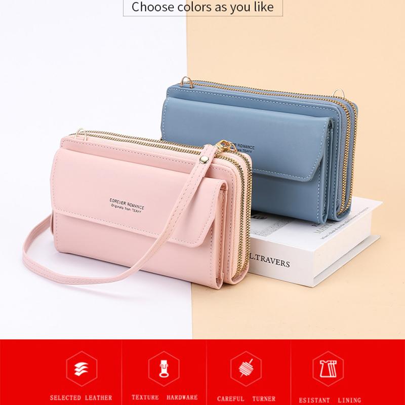 Женская сумка-мессенджер, большая вместительная сумка для мобильного телефона, модная сумка на плечо с двойной молнией, сумка для мобильного телефона