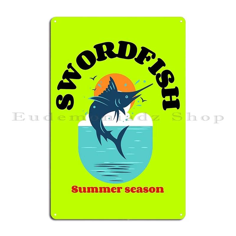 Swordfish Summer Season Metal Plaque Garage Wall Decor Cave Custom Garage Tin Sign Poster