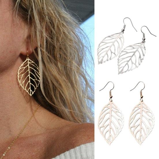 Висячие серьги с полым листом, богемные подвески, подвески, винтажные минималистичные гипоаллергенные ювелирные изделия, подарок