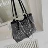Yogodlns Luxury Rhinestone Bucket Tote Bag Women Fashion Large Capacity Handle Shopping Shoulder Bag